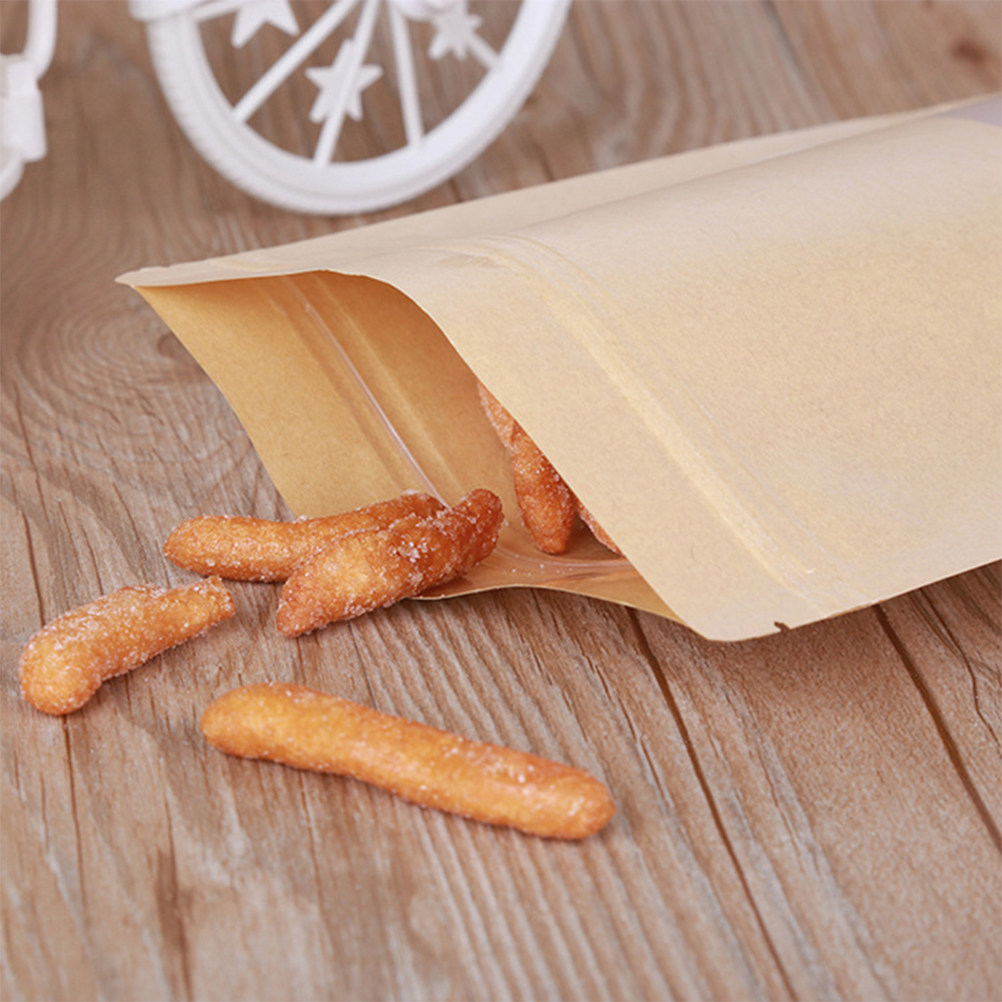50Pcs Kraft Paper Zipper Seale - Food With Snacks 评论和价格