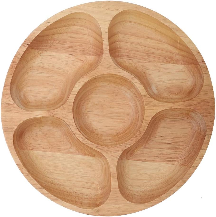 5 Sectional Tray, Wooden Divid - Food Platter Snacks 评论和价格