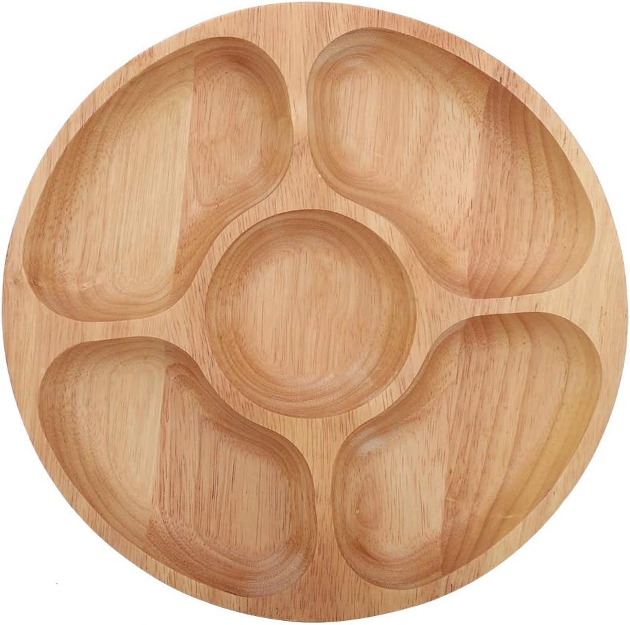 5 Sectional Tray, Wooden Divid - Food Platter Snacks 评论和价格