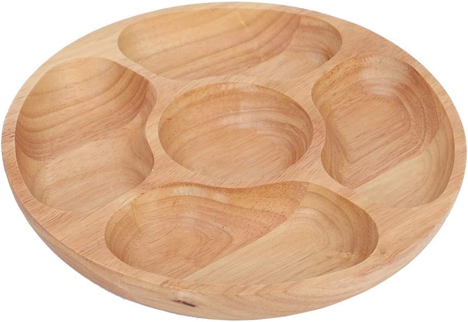 5 Sectional Tray, Wooden Divid - Food Platter Snacks 评论和价格