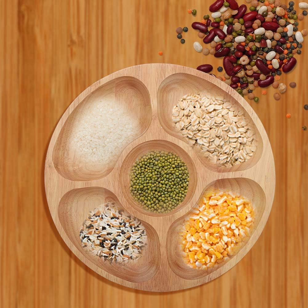 5 Sectional Tray, Wooden Divid - Food Platter Snacks 评论和价格