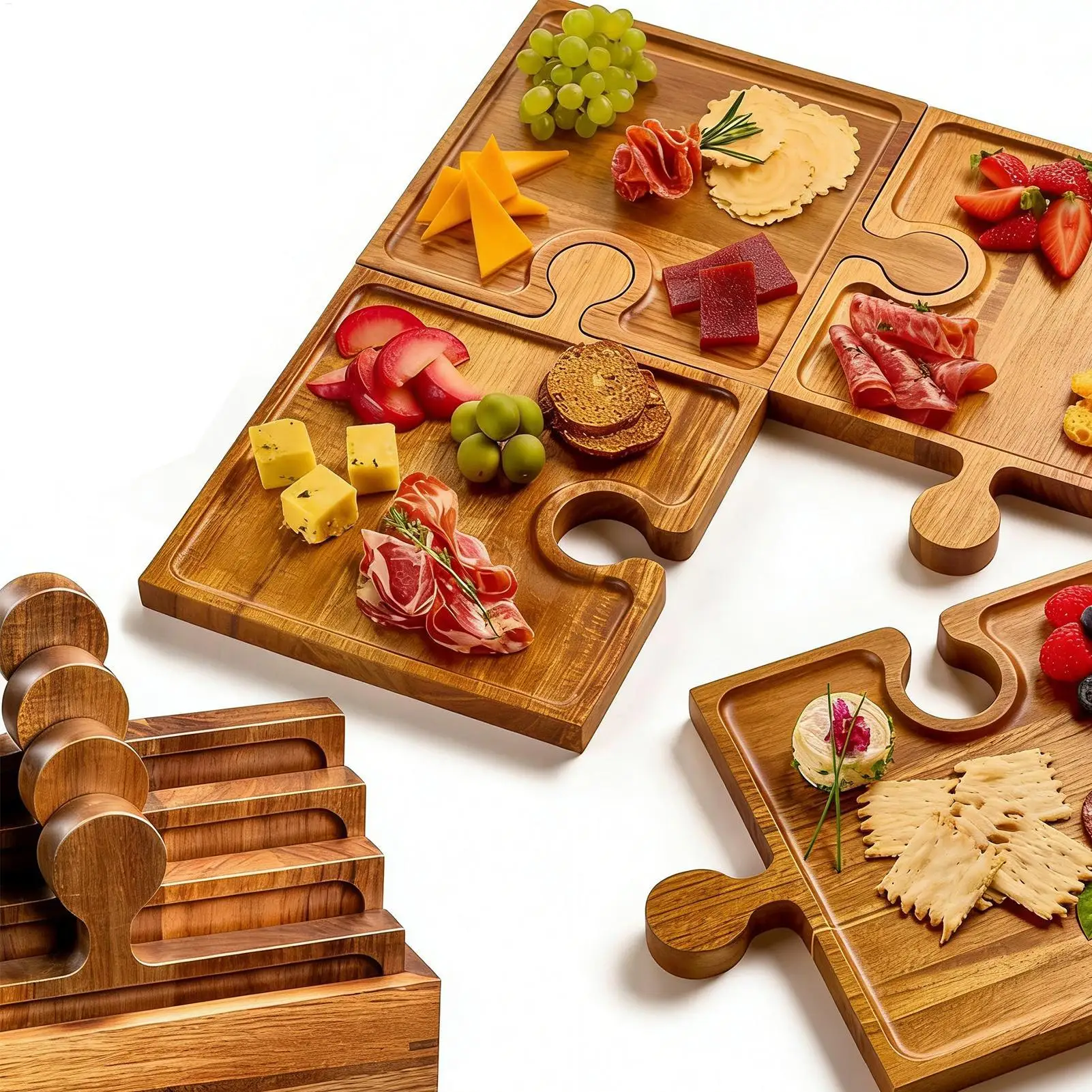 Puzzle Food Display Tray Woode - Food Platter Snacks 评论和价格
