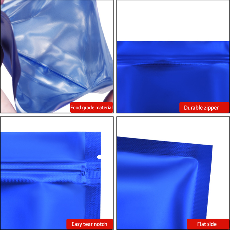 100pcs Matte Blue Foil Zipper  - Food With Snacks 评论和价格