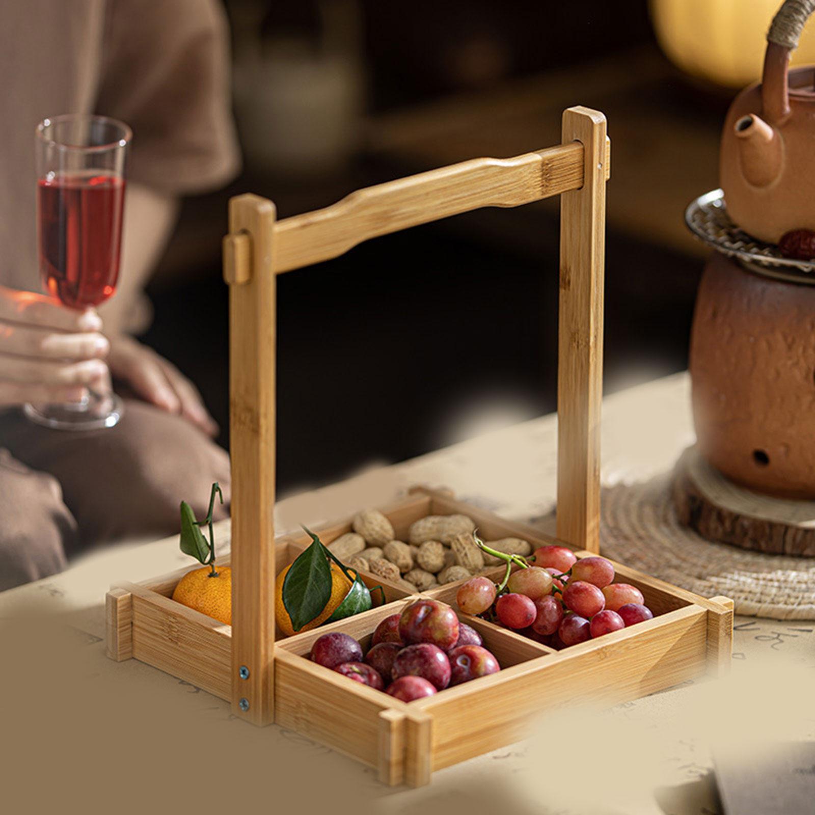 Bamboo Nuts Platter Tray Secti - Food Platter Snacks 评论和价格