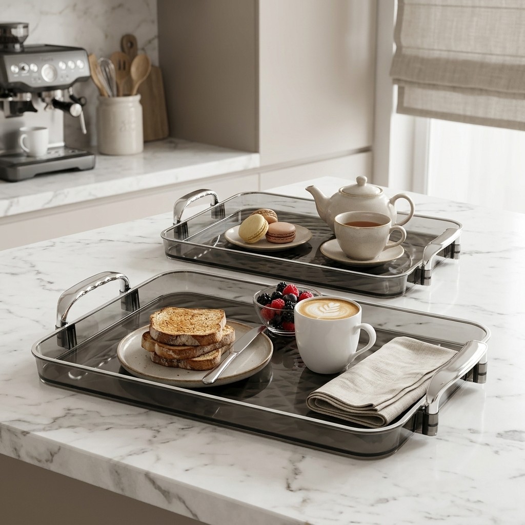 Clear Plastic Serving Tray wit - Food Platter Snacks 评论和价格