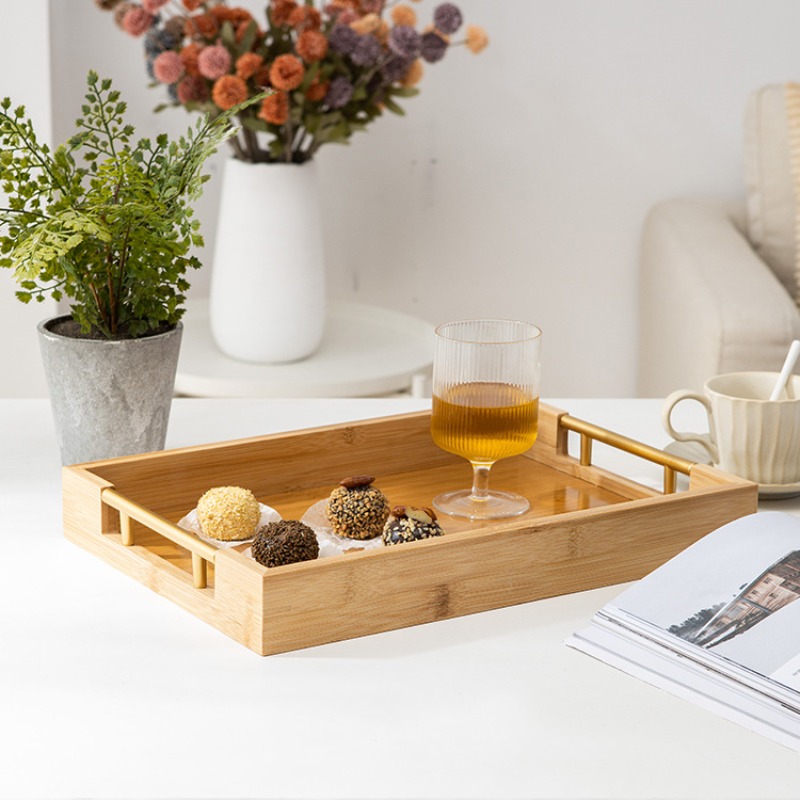 Natural Bamboo Serving Tray Se - Food Platter Snacks 评论和价格