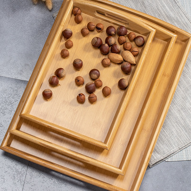 Natural Bamboo Serving Tray Se - Food Platter Snacks 评论和价格
