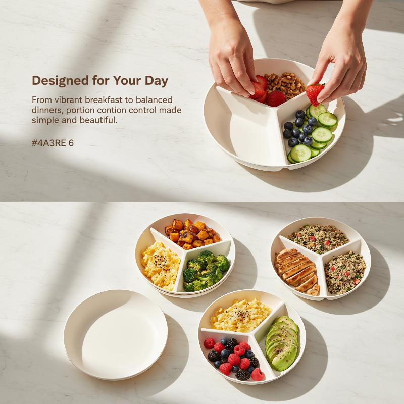 3 Compartments Grid-shaped Din - Food Platter Snacks 评论和价格