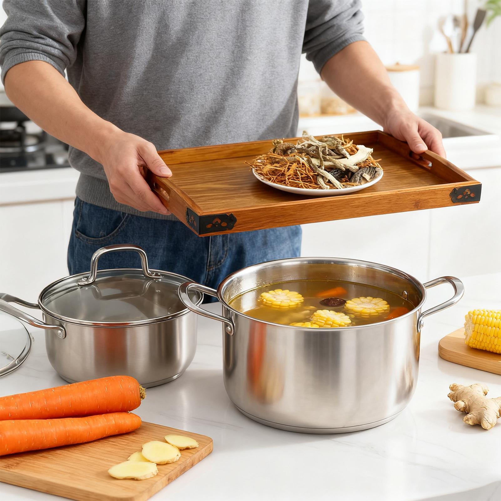 Wooden Serving Tray with Handl - Food Platter Snacks 评论和价格
